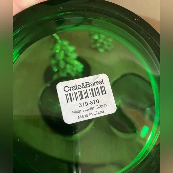 Crate&Barrel Emerald Glass Candle Holders - Picture 2 of 5